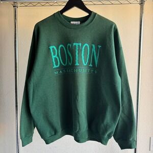 Vintage 90s Hanes Boston Massachusetts crewneck sweatshirt in green and blue